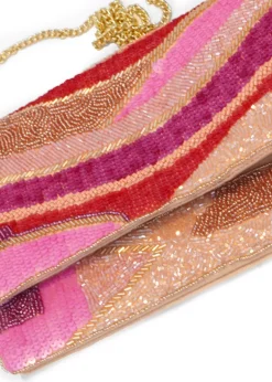 LCD - Beaded & Sequin Waved Clutch Bag