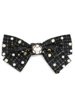 LCD - Flower and Pearl Plaid Hair Bow