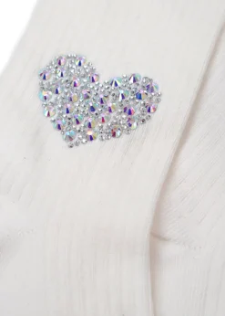Limlim - Ribbed Crystal Heart Socks