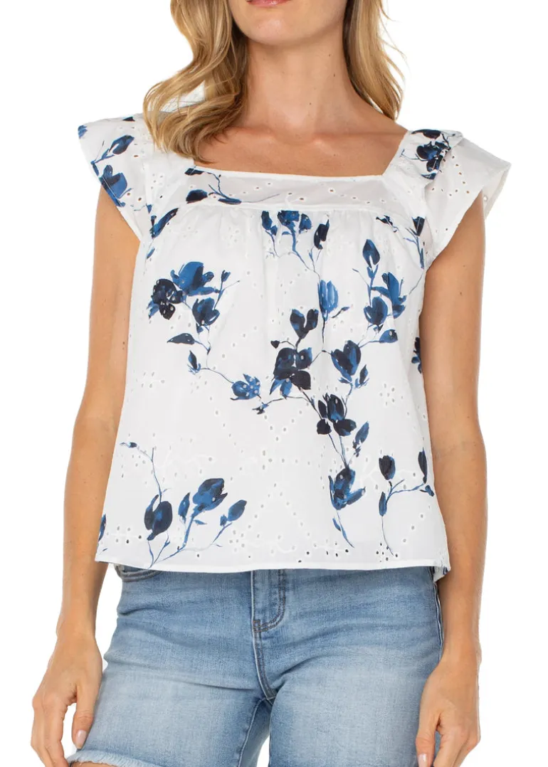 Liverpool - Short Sleeve Square Neck Blouse - SALE