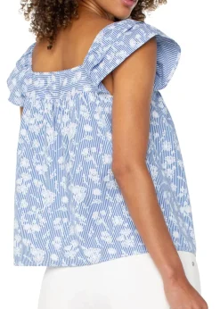 Liverpool - Short Sleeve Square Neck Woven Top - SALE