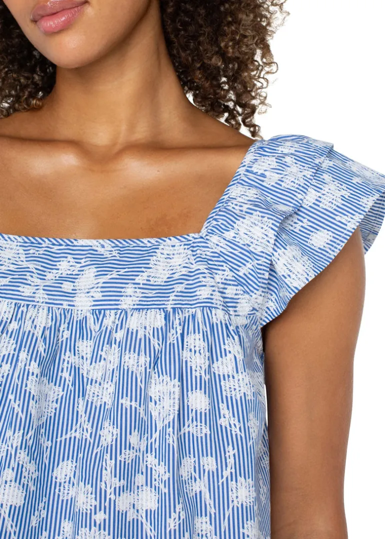 Liverpool - Short Sleeve Square Neck Woven Top - SALE