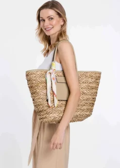 Loevenich - Herringbone Weave Straw Tote Bag