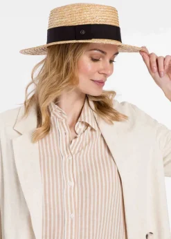 Loevenich - Straw Boater Hat with Ribbon