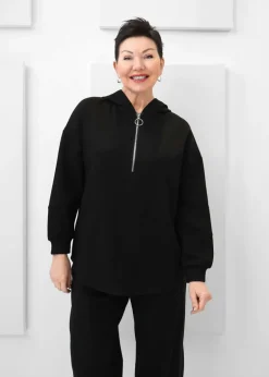 Luxe Modal - Scuba Half Zip Hooded Top - SALE