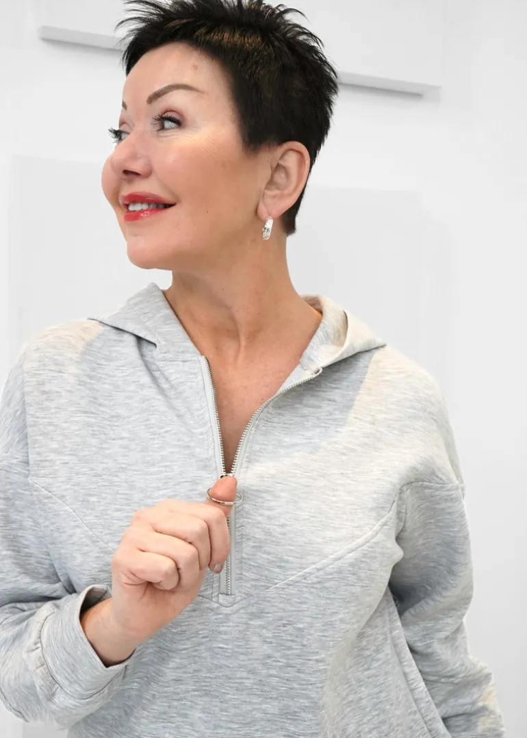 Luxe Modal - Scuba Half Zip Hooded Top - SALE
