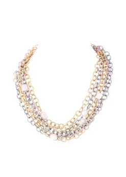 Merx - 6 Strand Mixed Metal Necklace