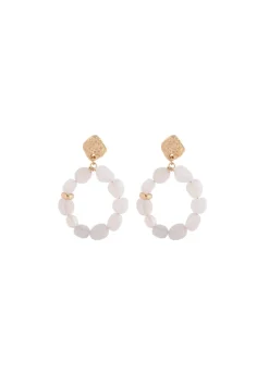 Merx - Agate Beaded Hoop Earrings