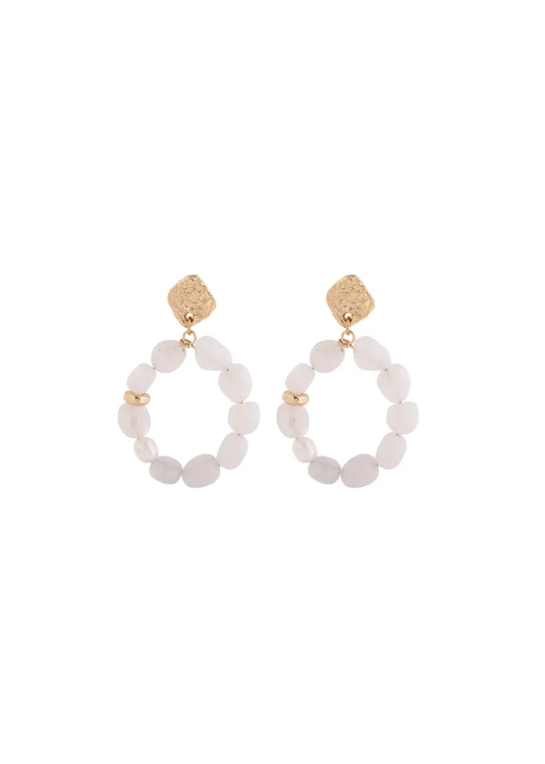 Merx - Agate Beaded Hoop Earrings