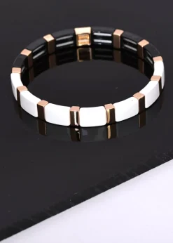 Merx - B&W Enamel Tile Bracelet