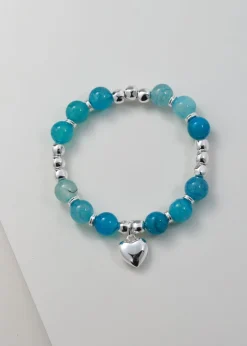 Merx - Beaded Heart Charm Bracelet