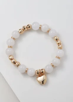 Merx - Beaded Heart Charm Bracelet