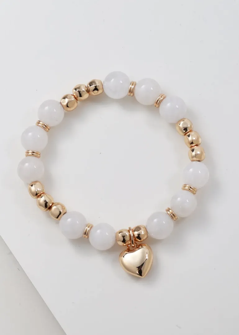 Merx - Beaded Heart Charm Bracelet