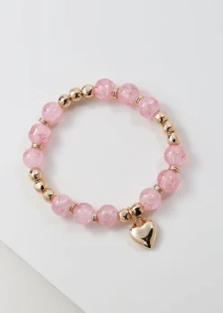Merx - Beaded Heart Charm Bracelet