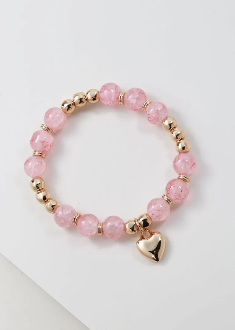 Merx - Beaded Heart Charm Bracelet
