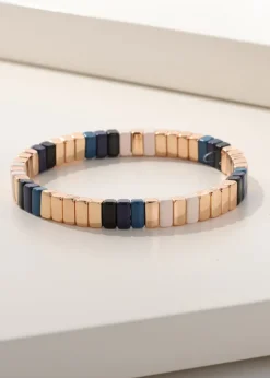 Merx - Blue and Gold Enamel Tile Bracelet