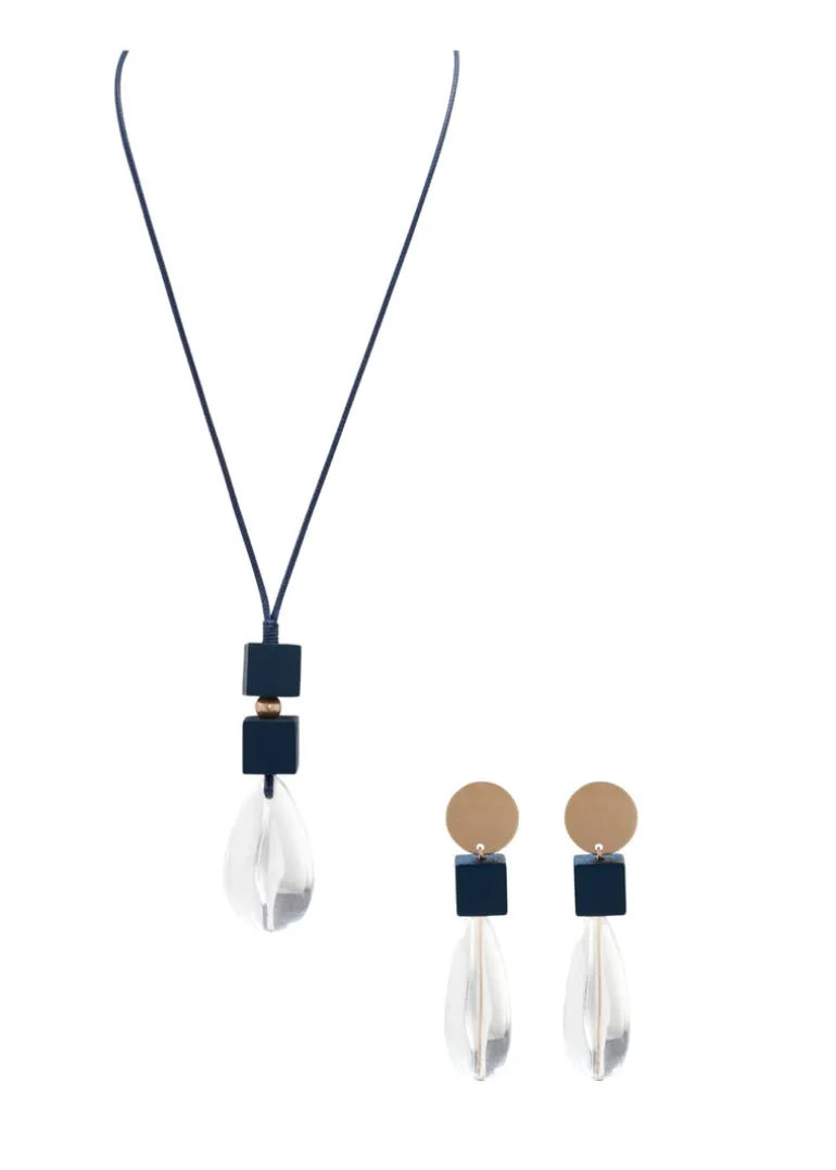 Merx - Cube and Clear Drop Earrings