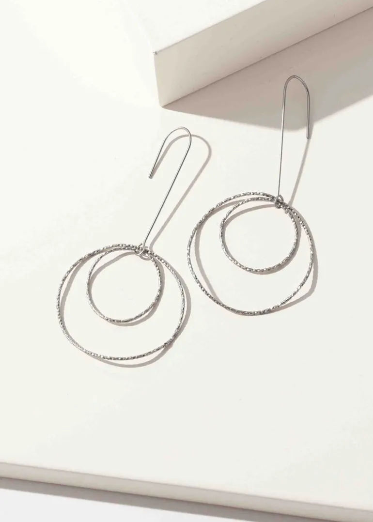 Merx - Hammered Long Drop Earrings