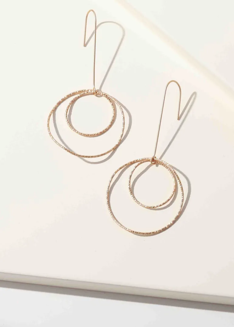 Merx - Hammered Long Drop Earrings
