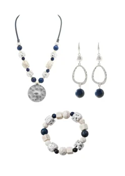 Merx - Hammered Pendant Stone Necklace