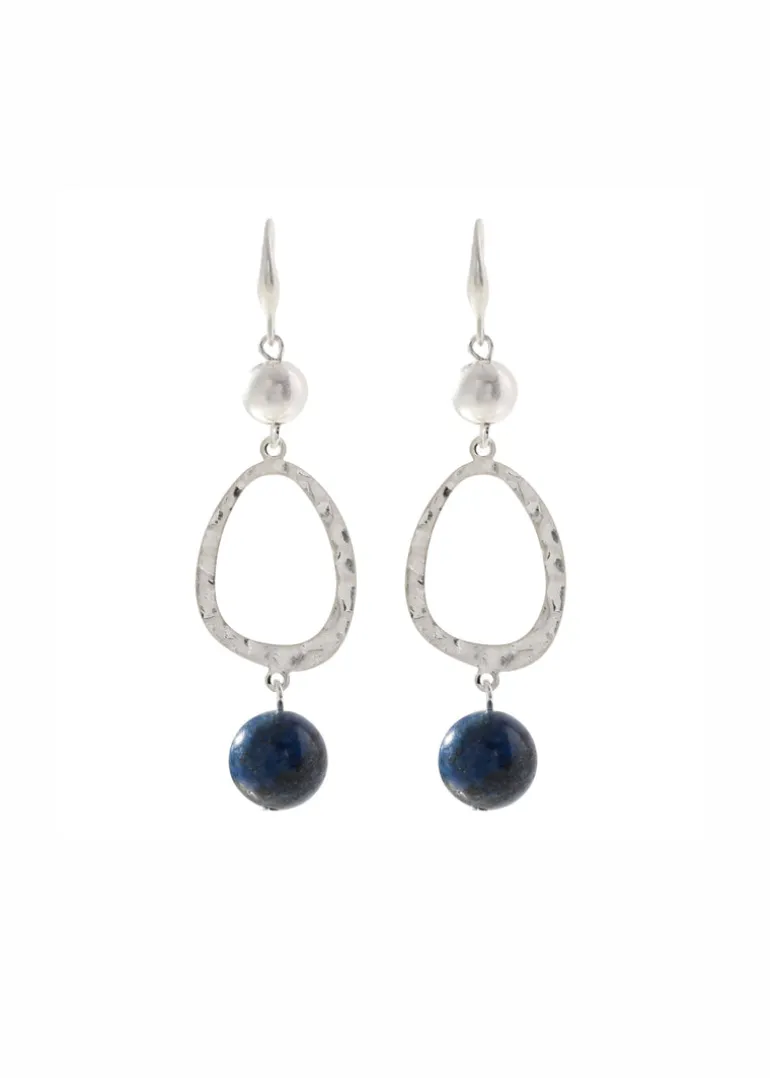 Merx - Hammered Teardrop Stone Drop Earrings