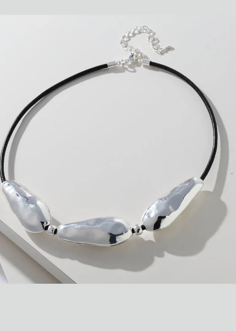 Merx - Large Silver Nuggets Necklace