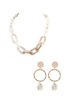 Merx - Marbled Chain and Stone Necklace