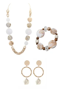 Merx - Marbled Chain and Stone Long Necklace