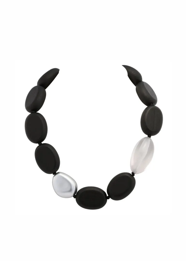 Merx - Metallic Pebble Black Necklace
