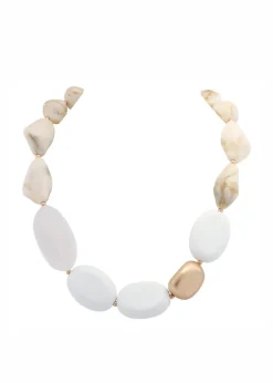 Merx - Metallic Pebble White Necklace