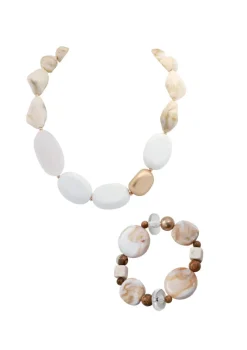 Merx - Metallic Pebble White Necklace