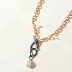 Merx - Mixed Metal Chain with Pearl Necklace