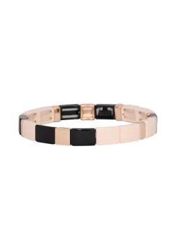 Merx - Pink and Black Enamel Tile Bracelet