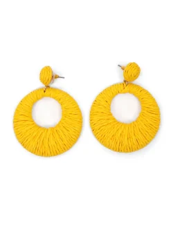 Merx - Raffia Large Circle Drop Earrings