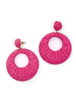 Merx - Raffia Large Circle Drop Earrings