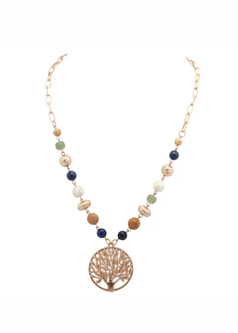 Merx - Tree of Life Multi Bead Necklace