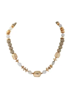 Merx - Wooden and Gold Beaded Necklace