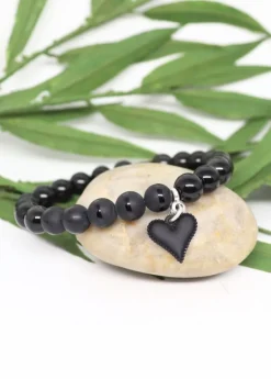 My wristy Business - Black Heart Beaded Bracelet