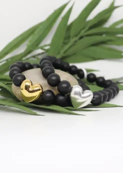 My Wristy Business - Onyx Heart Beaded Bracelet