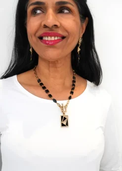 Myka - Rectangle Cutout Drop Necklace