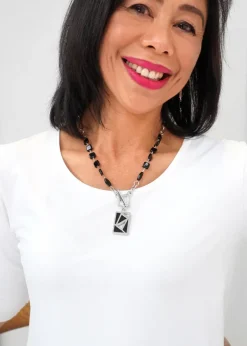 Myka - Rectangle Cutout Drop Necklace