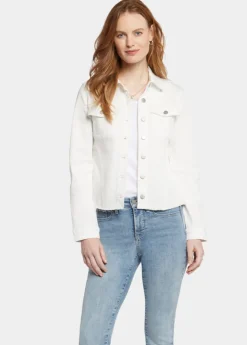 NYDJ - Frayed Hem Denim Jacket In Stretch Twill - Optic White - SALE