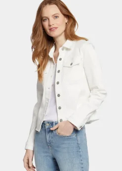 NYDJ - Frayed Hem Denim Jacket In Stretch Twill - Optic White - SALE
