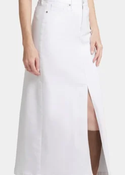 NYDJ - High-Rise Long Skirt with Slit - Optic White - SALE