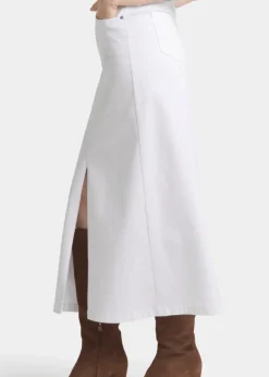 NYDJ - High-Rise Long Skirt with Slit - Optic White - SALE