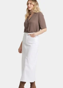 NYDJ - High-Rise Long Skirt with Slit - Optic White - SALE