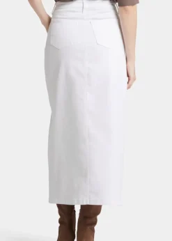 NYDJ - High-Rise Long Skirt with Slit - Optic White - SALE