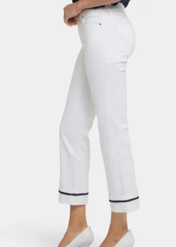 NYDJ - Marilyn Straight Ankle Jeans with Binding Details - Optic White - SALE