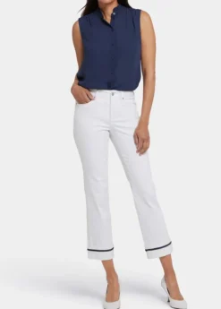 NYDJ - Marilyn Straight Ankle Jeans with Binding Details - Optic White - SALE