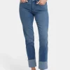 NYDJ - Sheri Slim Ankle Jeans With Wide Strip Cuff - Costa Brava - SALE